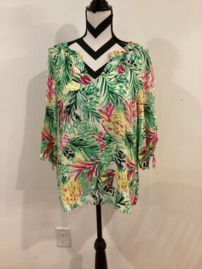 Cappagallo Large Top blouse floral